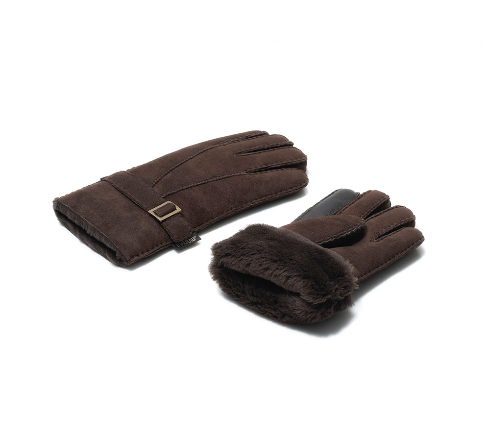 EVERAU® Fluffy Sheepskin Wool Adjustable Strap Buckle Gloves Shea