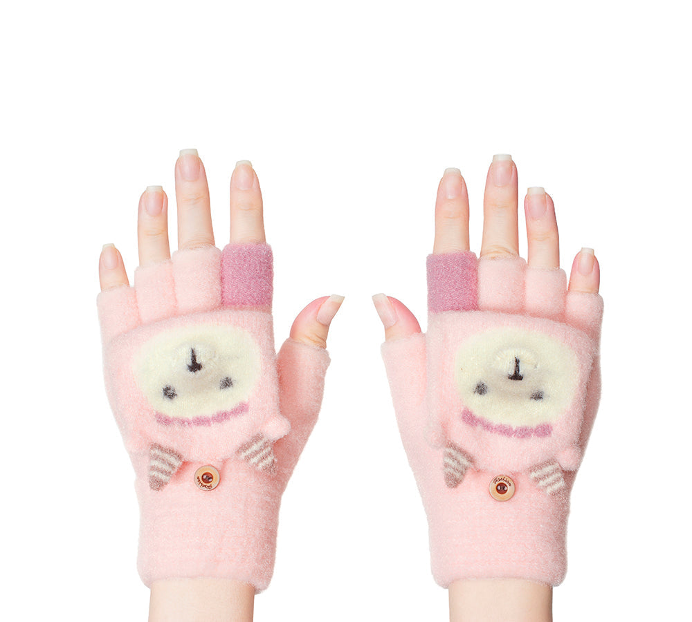 Fingerless Ultra Plush Knit Ewe Gloves