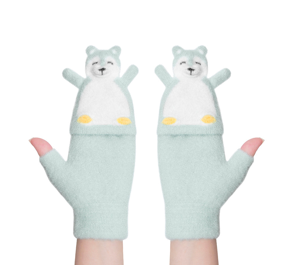 Fingerless Ultra Plush Knit Bearling Gloves