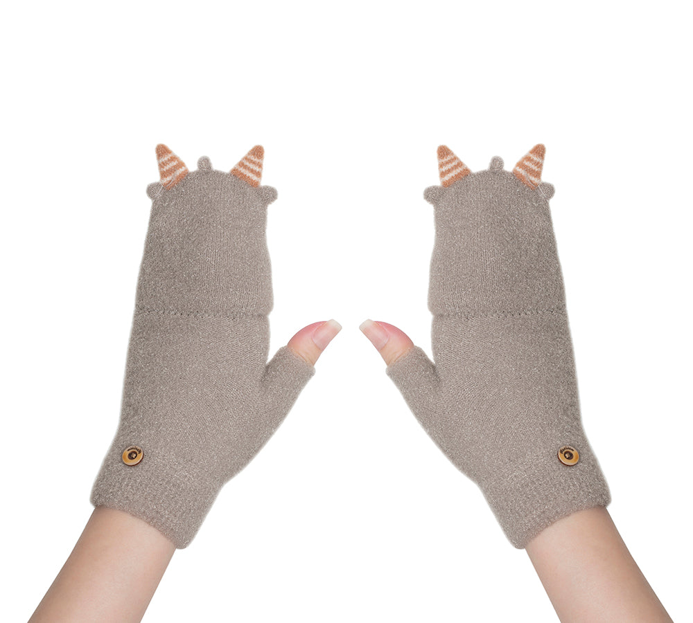 Fingerless Ultra Plush Knit Ewe Gloves