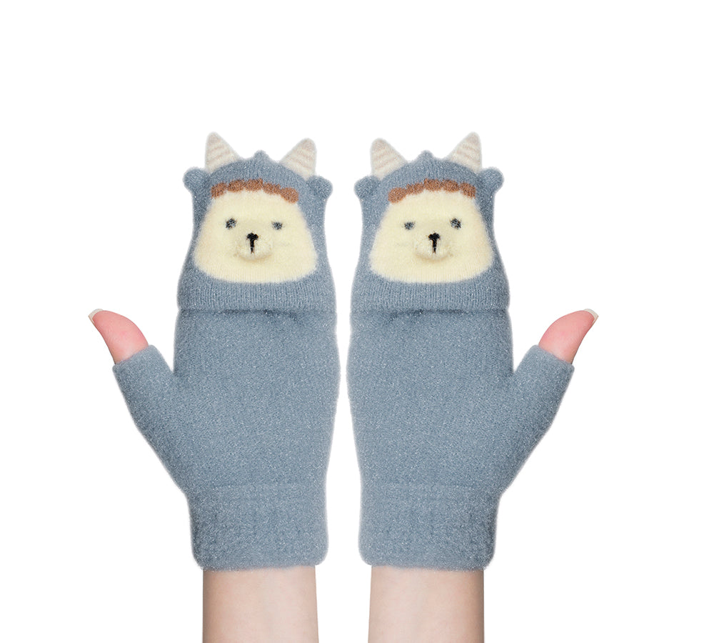 Fingerless Ultra Plush Knit Ewe Gloves