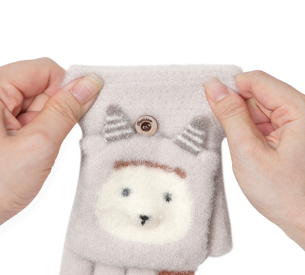 Fingerless Ultra Plush Knit Ewe Gloves