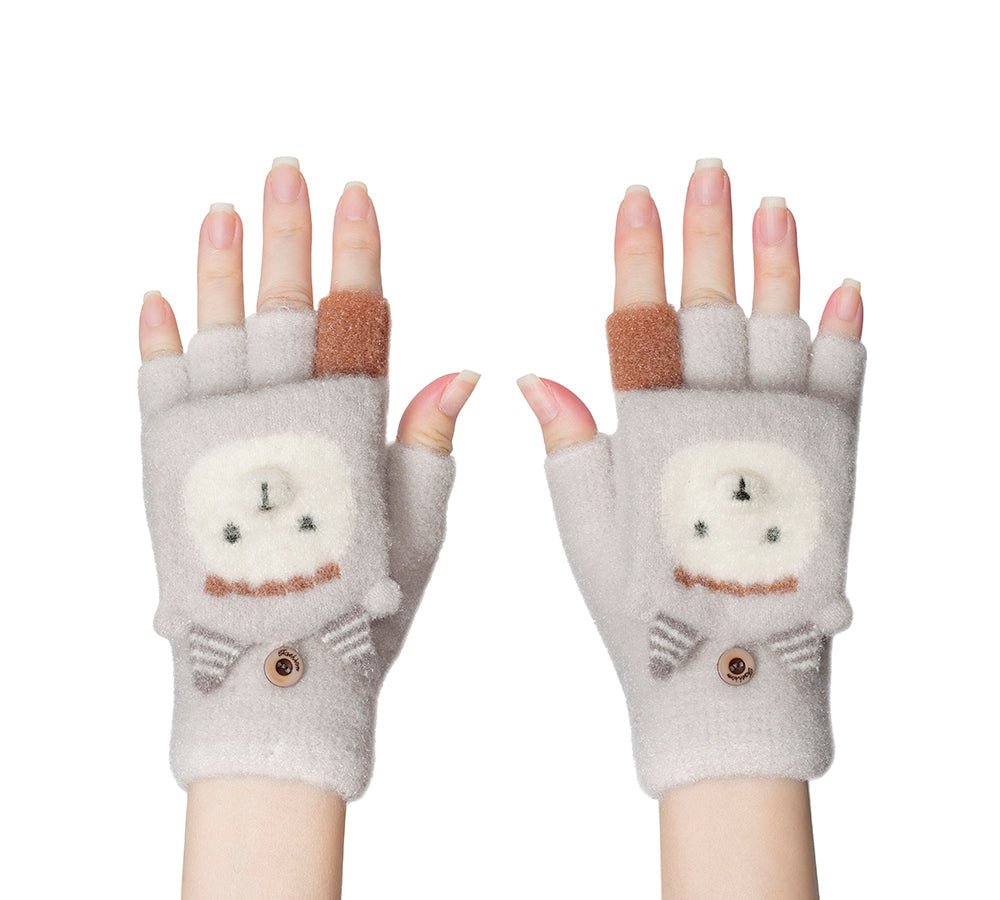 Fingerless Ultra Plush Knit Ewe Gloves