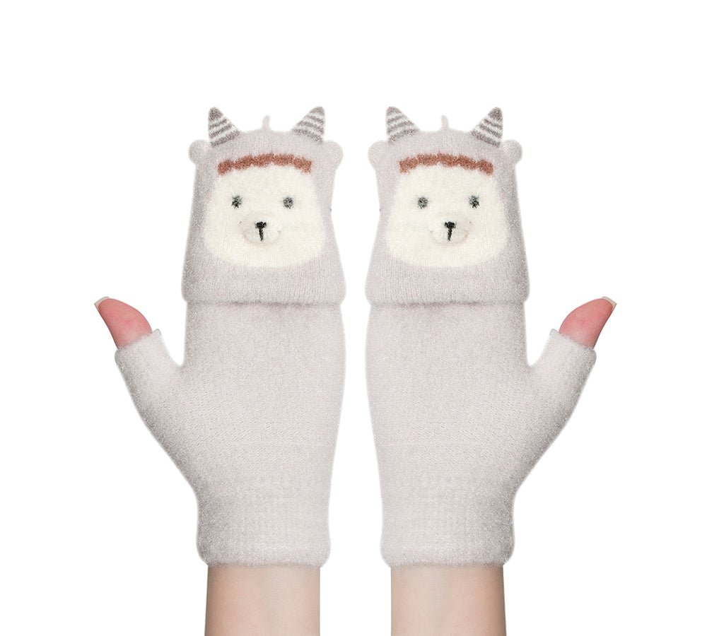 Fingerless Ultra Plush Knit Ewe Gloves