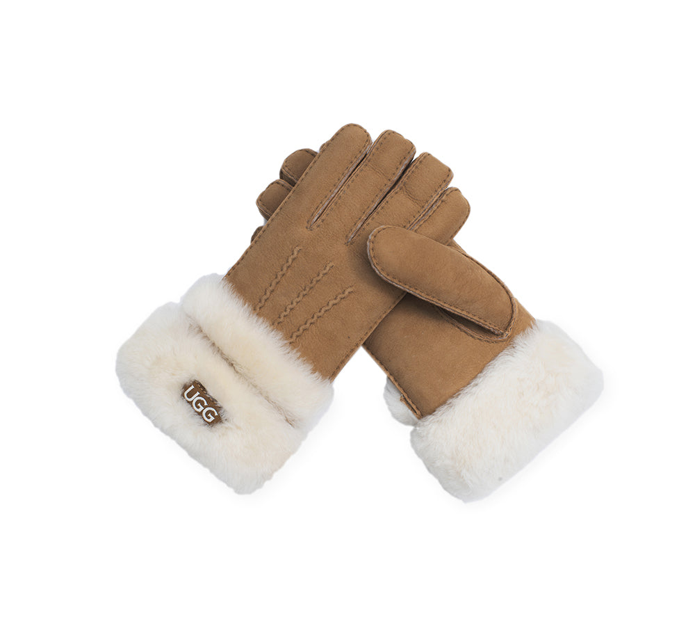 AUSTRALIAN SHEPHERD® Fluffy Sheepskin Wool Shearling Lined Gloves Puni