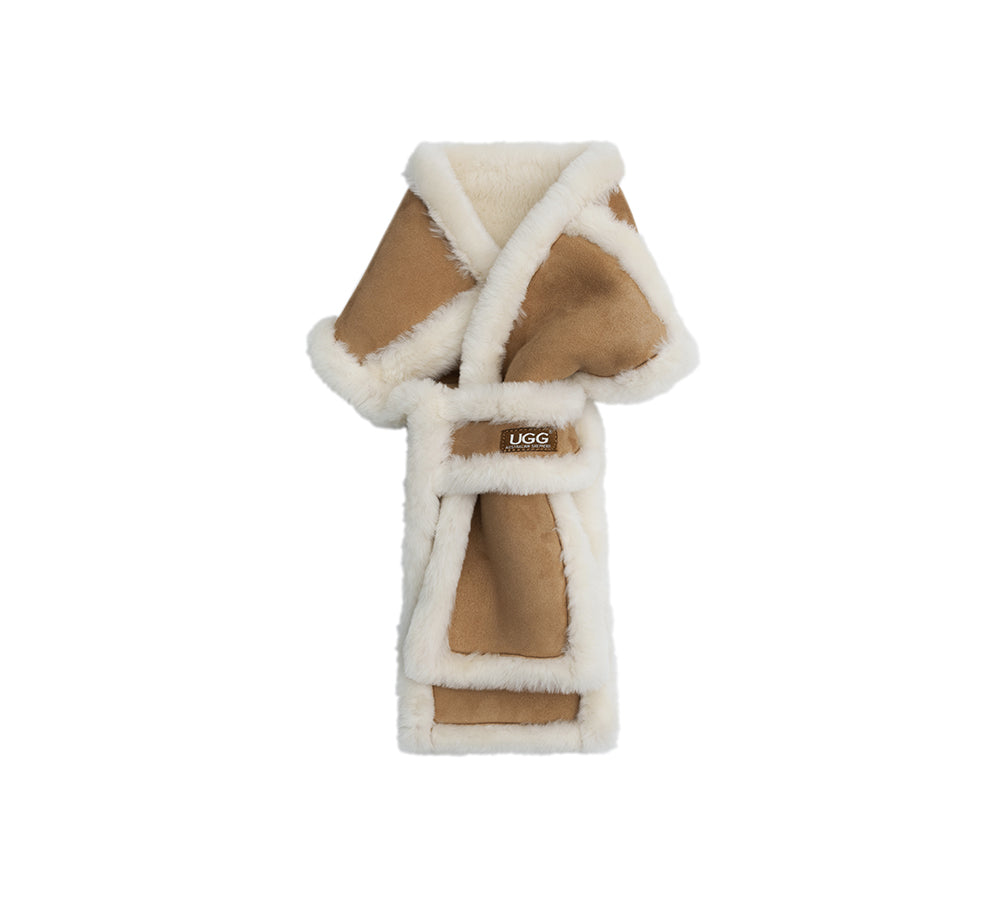 AUSTRALIAN SHEPHERD® Fluffy Sheepskin Wool Shearling Lined Scarf Puni