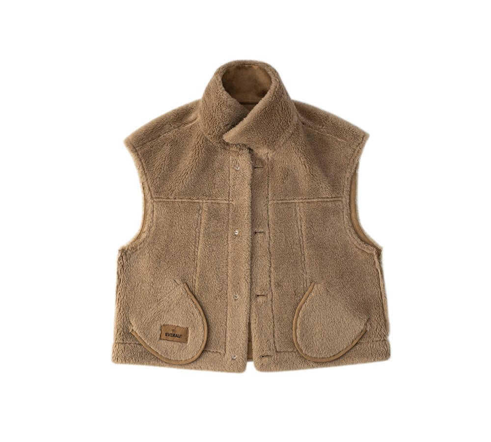 Fluffy Sheepskin Wool Sleeveless Vest Warda