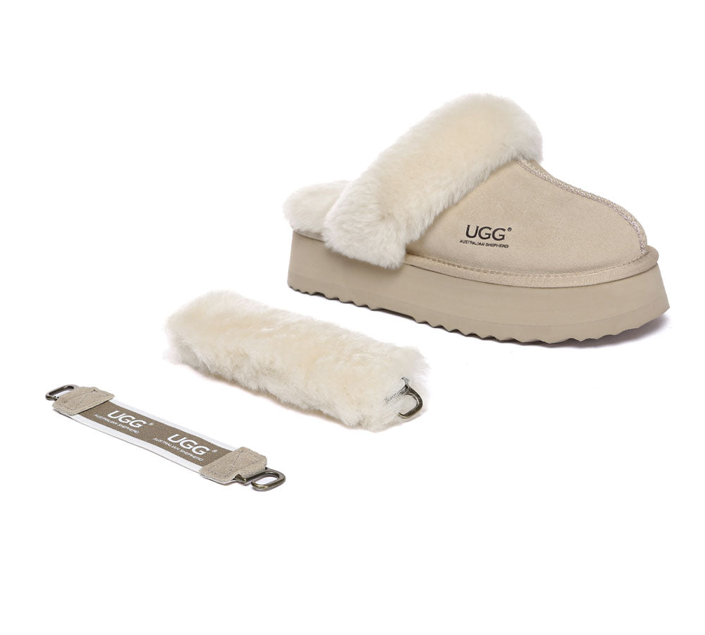 UGG Slippers Women Removable Wool Strap Slingback Platform Musa