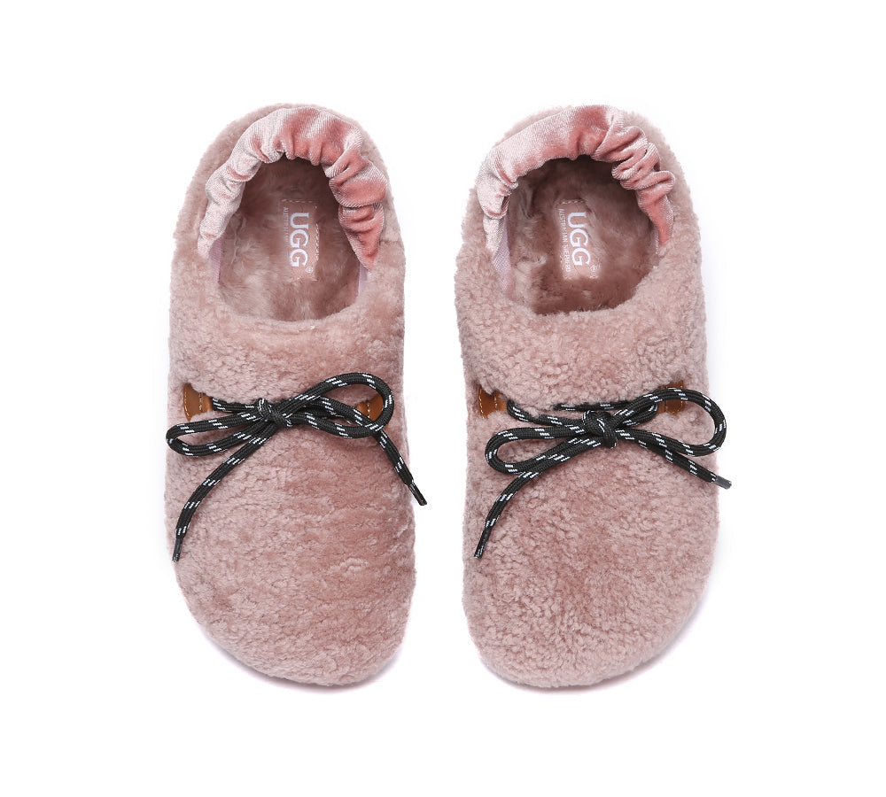 UGG Slippers Women Curly Sheepskin Wool Slingback Barrett