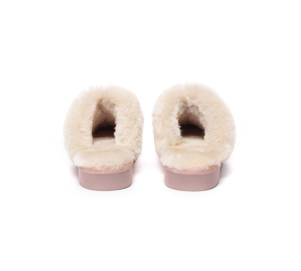 UGG Slippers Women Men Sheepskin Wool Suede Scuff Slippers Muffin