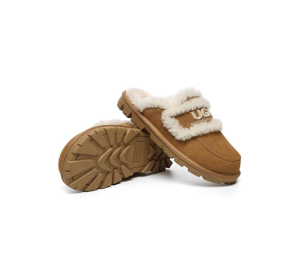 UGG Slippers Women Sheepskin Wool Shearling Lined Rilee