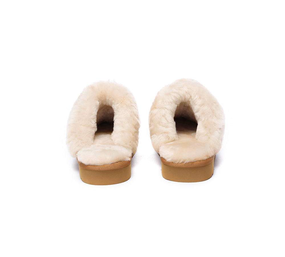 UGG Slippers Women Men Sheepskin Wool Suede Scuff Slippers Muffin