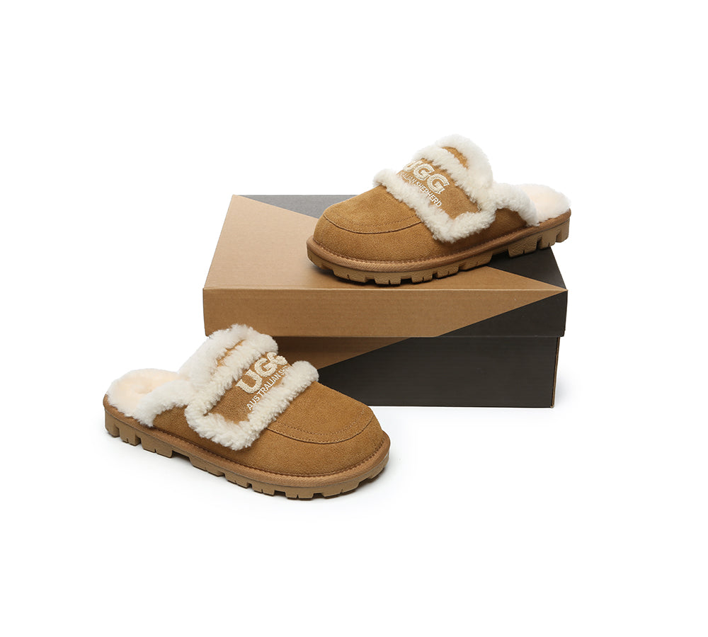 UGG Slippers Women Sheepskin Wool Shearling Lined Rilee