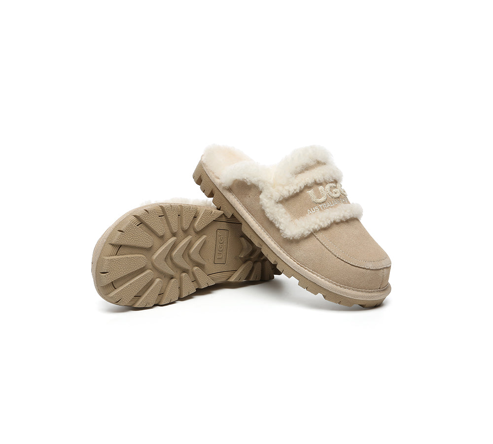 UGG Slippers Women Sheepskin Wool Shearling Lined Rilee