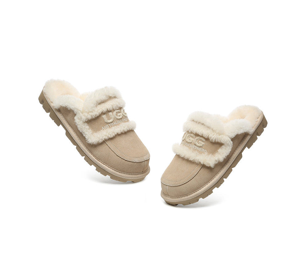 UGG Slippers Women Sheepskin Wool Shearling Lined Rilee