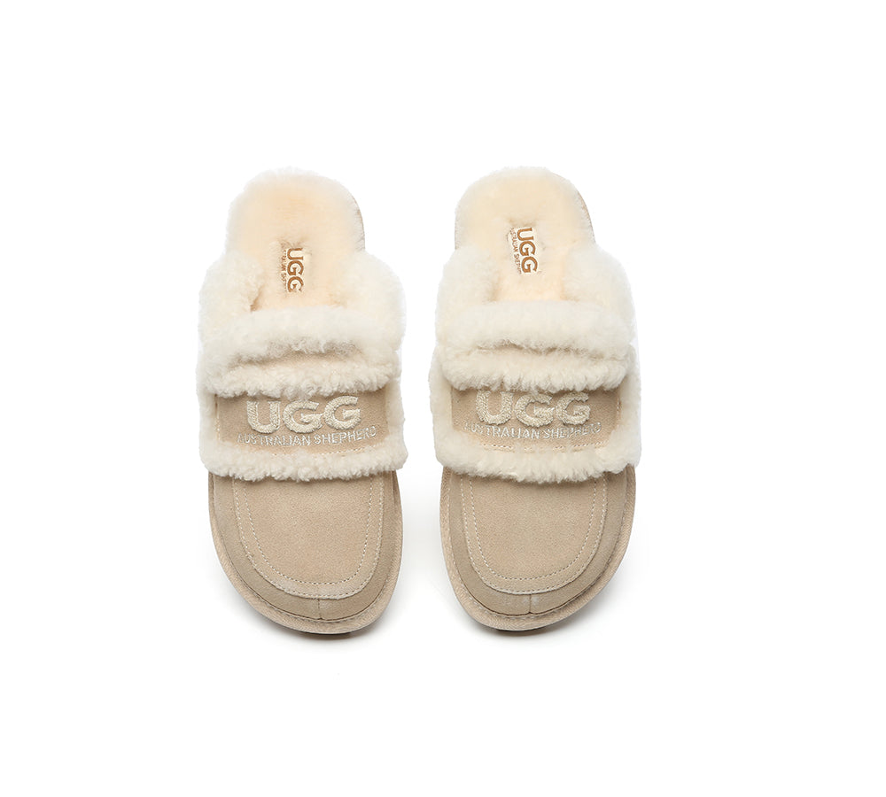 UGG Slippers Women Sheepskin Wool Shearling Lined Rilee