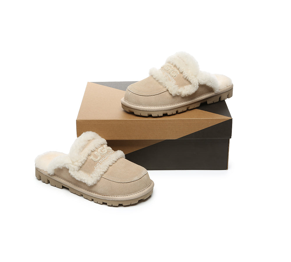 UGG Slippers Women Sheepskin Wool Shearling Lined Rilee