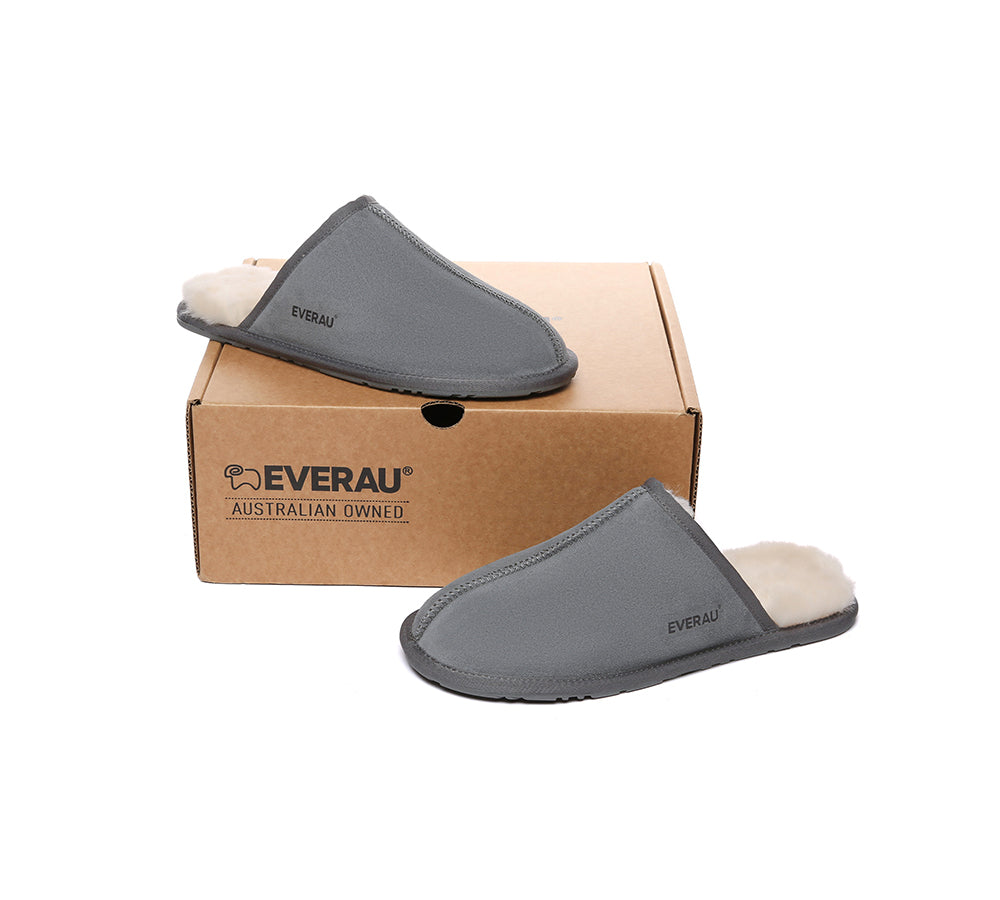 EVERAU® UGG Slippers Men Sheepskin Wool Scuff Bennett - UGG EXPRESS