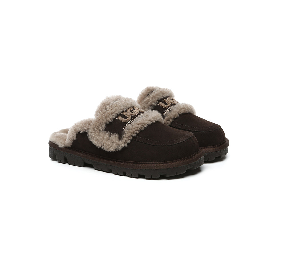 UGG Slippers Women Sheepskin Wool Shearling Lined Rilee