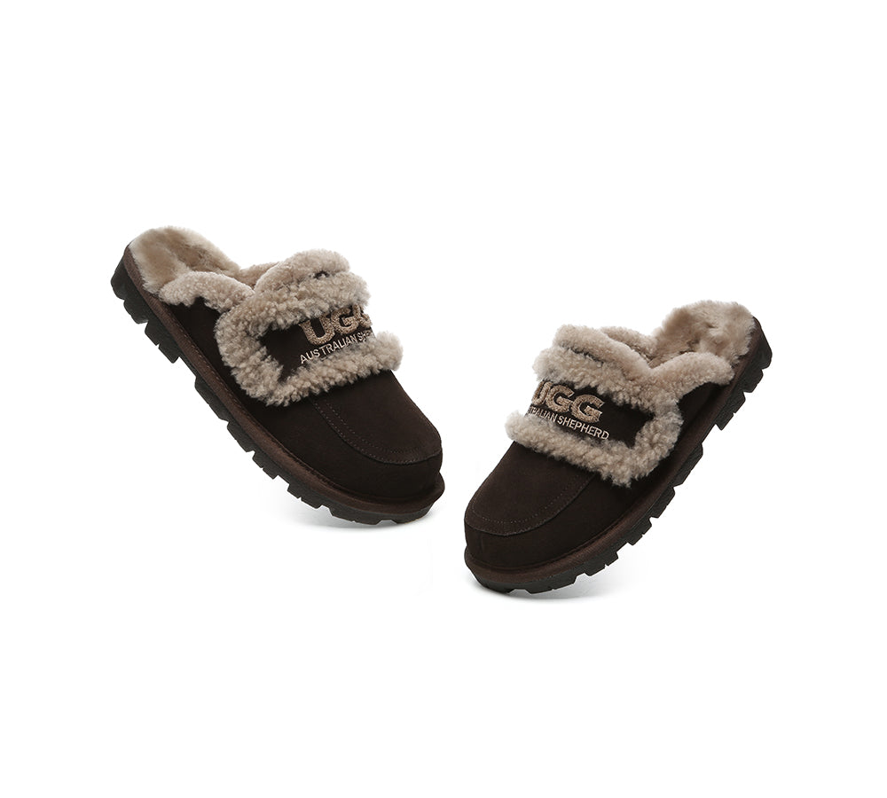 UGG Slippers Women Sheepskin Wool Shearling Lined Rilee