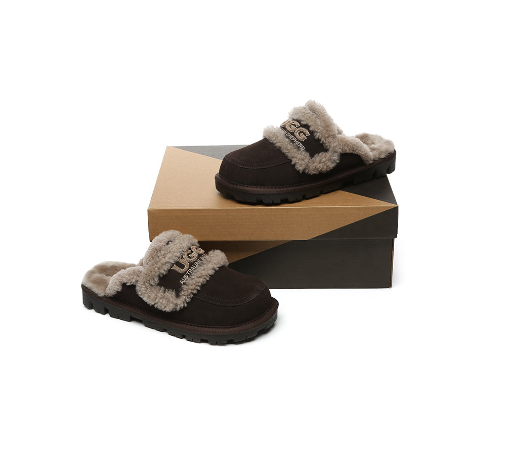 UGG Slippers Women Sheepskin Wool Shearling Lined Rilee