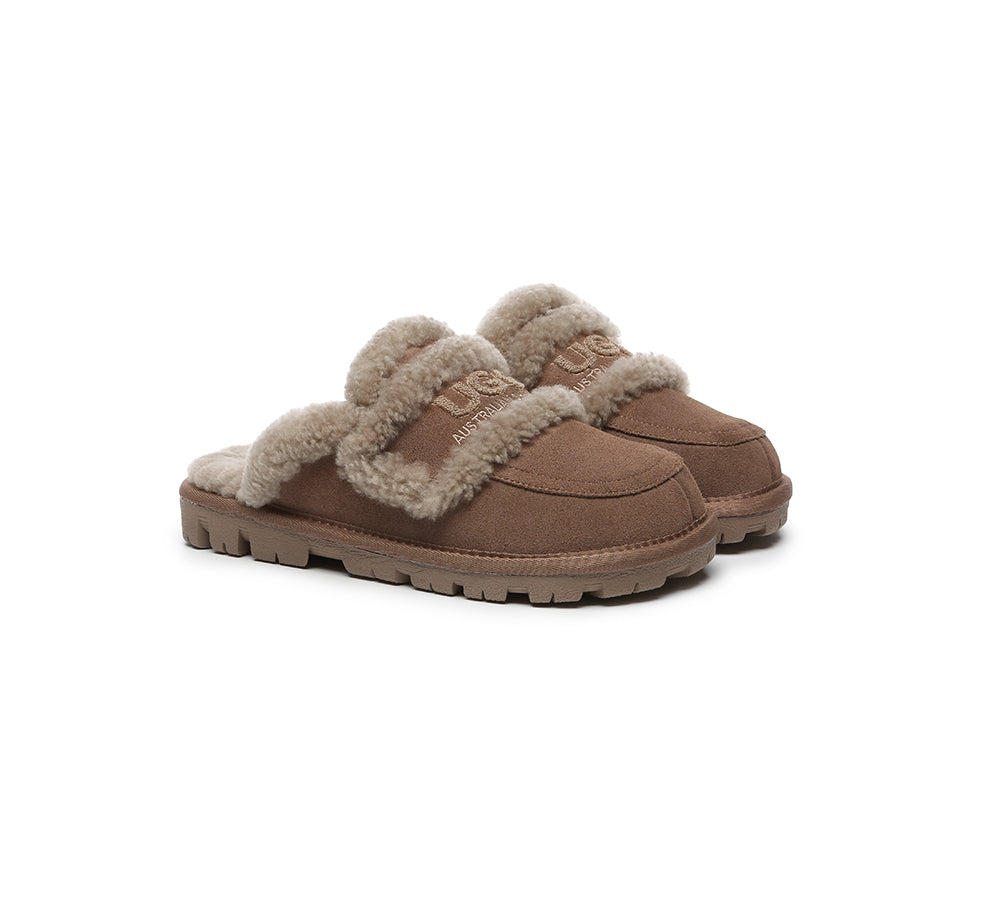 UGG Slippers Women Sheepskin Wool Shearling Lined Rilee