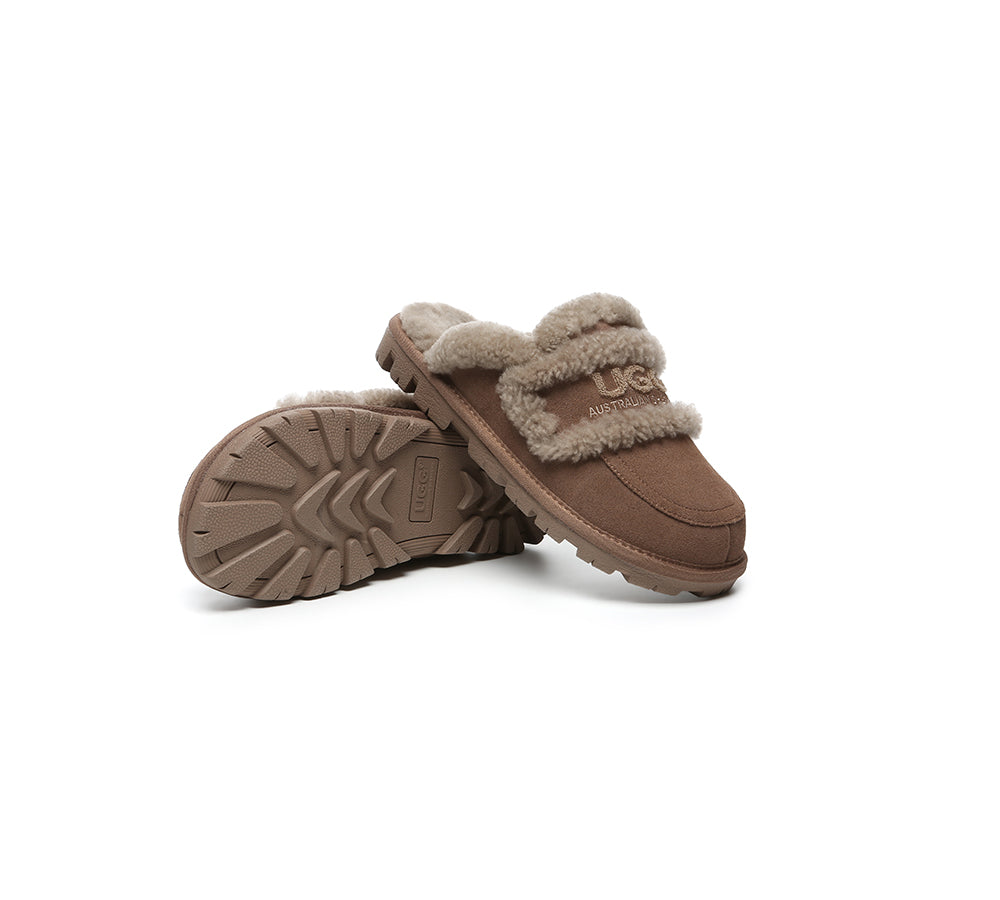 UGG Slippers Women Sheepskin Wool Shearling Lined Rilee