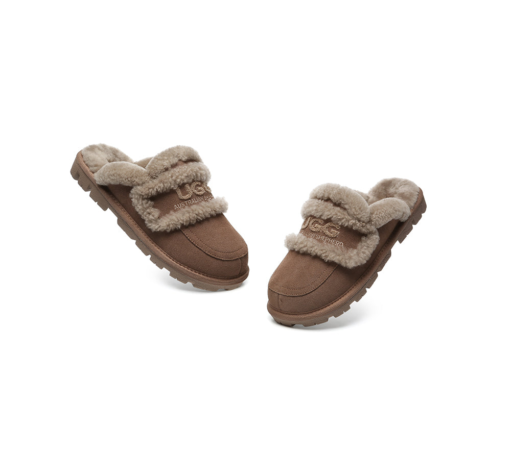 UGG Slippers Women Sheepskin Wool Shearling Lined Rilee