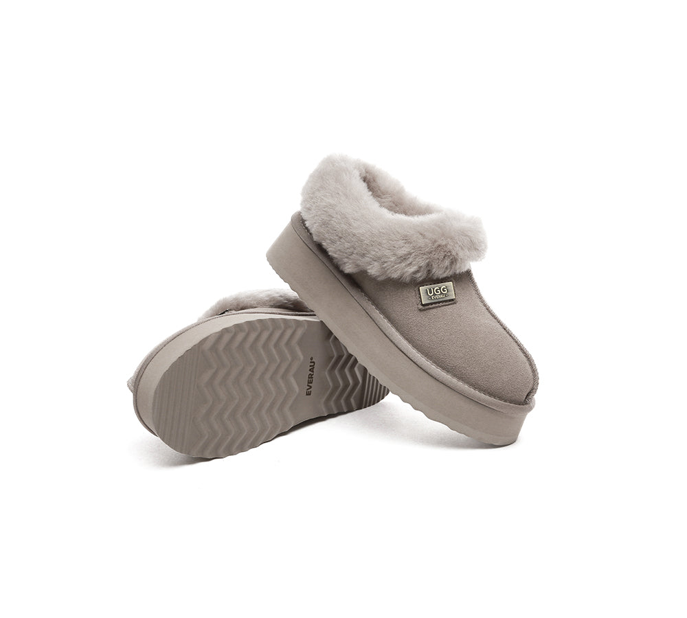 UGG Slippers Women Sheepskin Wool Collar Ankle Platform Ankle Booties Gabri