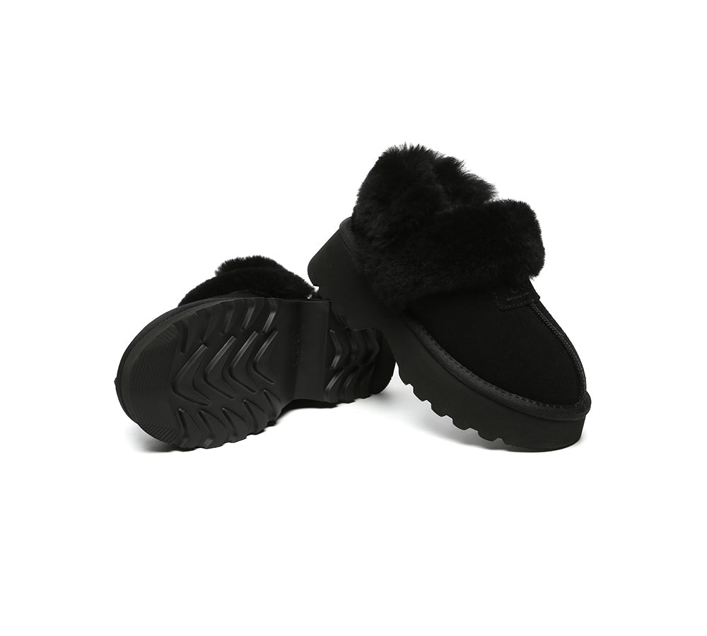 3-Way Style UGG Slippers Women Removable Wool Strap Slingback Chunky Platform Muna