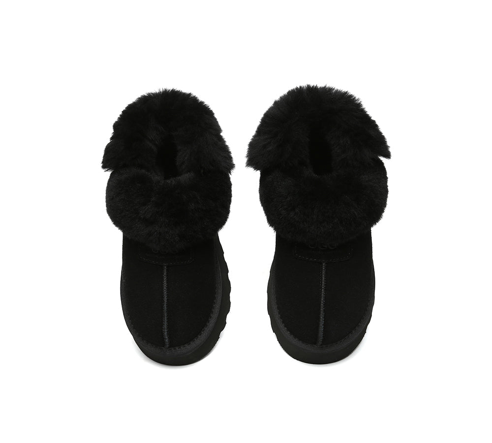 3-Way Style UGG Slippers Women Removable Wool Strap Slingback Chunky Platform Muna