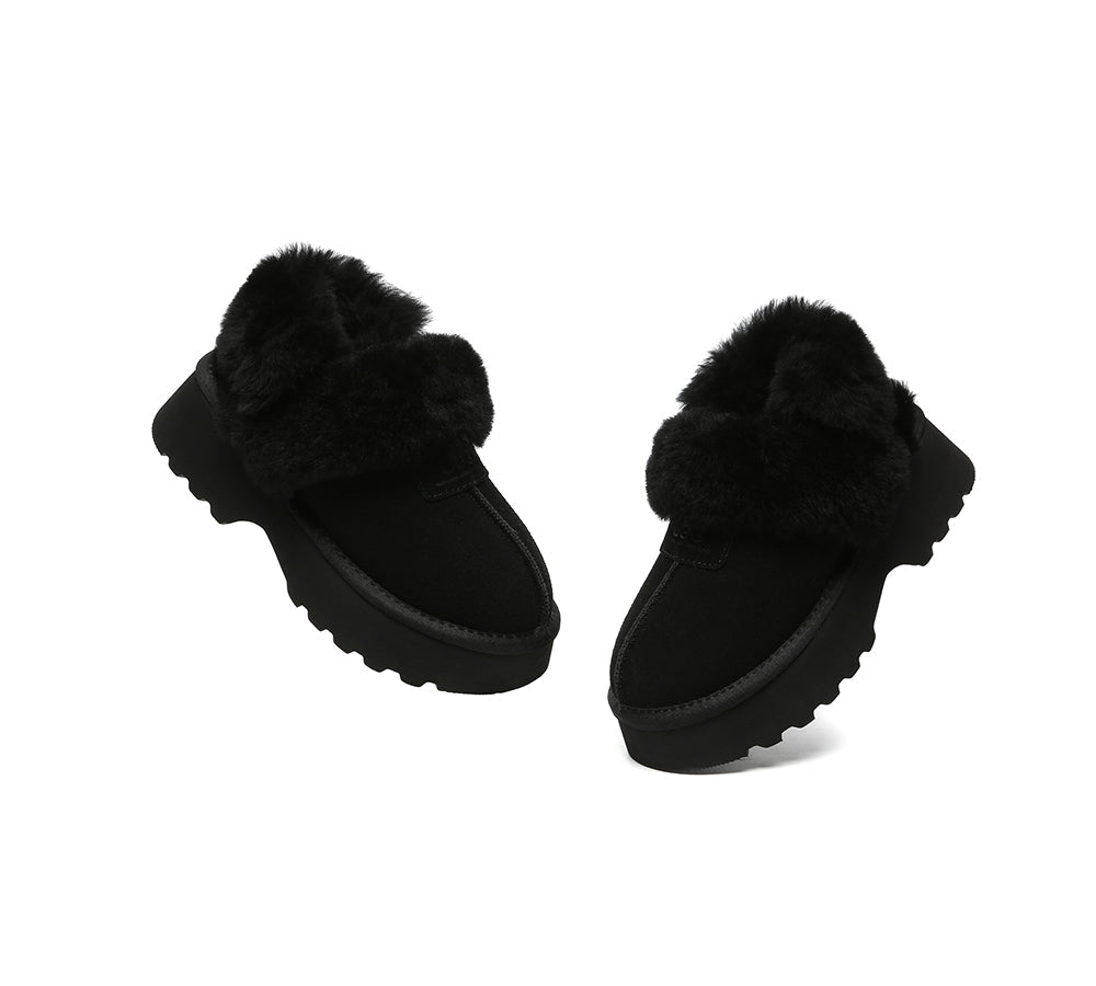 3-Way Style UGG Slippers Women Removable Wool Strap Slingback Chunky Platform Muna