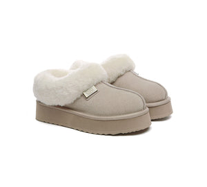 UGG EVERAU® UGG Slippers Women Sheepskin Wool Collar Ankle Platform Gabri - UGG EXPRESS