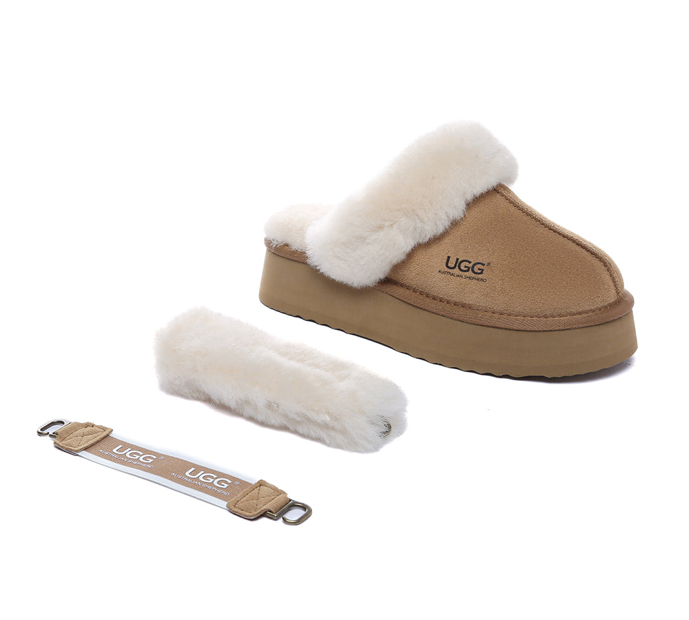 AUSTRALIAN SHEPHERD® UGG Slippers Women Removable Wool Strap Slingback Platform Musa - UGG EXPRESS