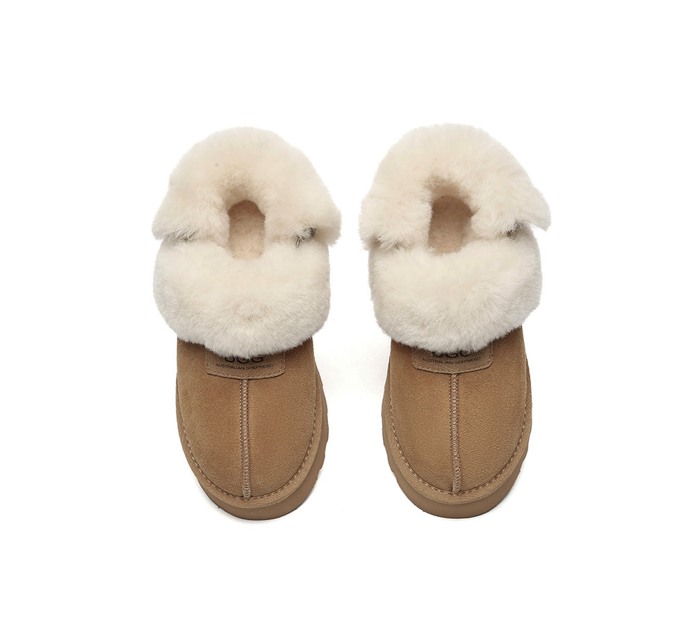 3-Way Style UGG Slippers Women Removable Wool Strap Slingback Chunky Platform Muna