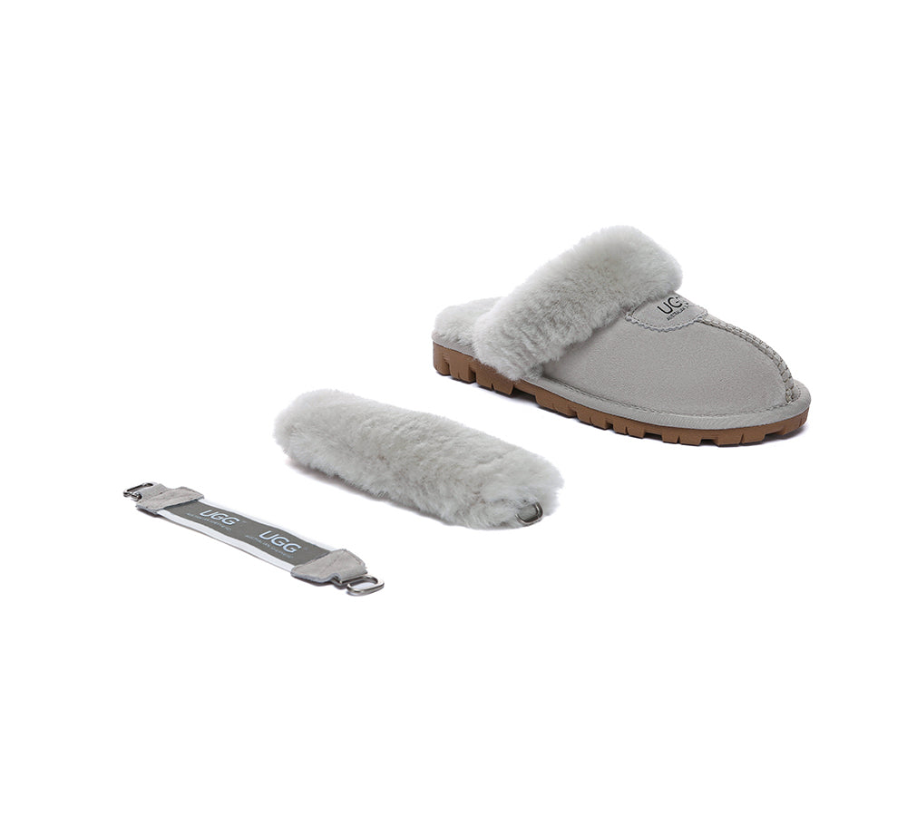 AUSTRALIAN SHEPHERD® UGG Slippers Women Removable Wool Fluffy Strap Slingback Waffle - UGG EXPRESS