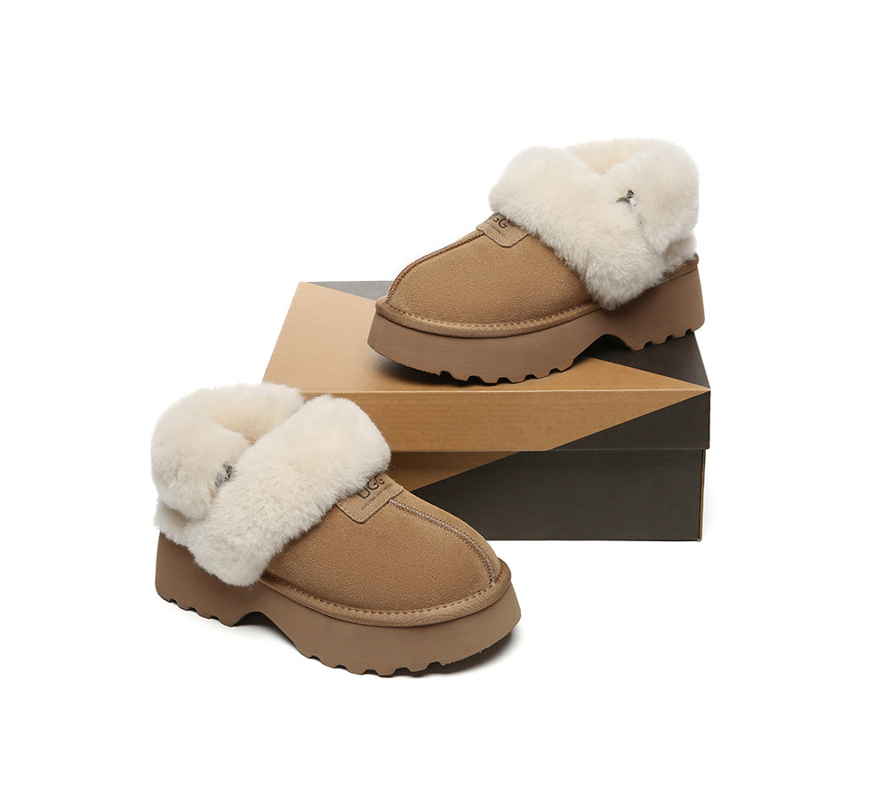 3-Way Style UGG Slippers Women Removable Wool Strap Slingback Chunky Platform Muna