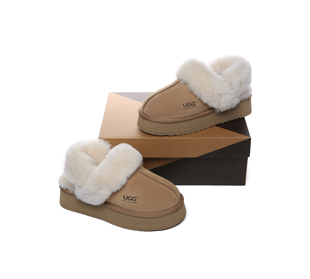 AUSTRALIAN SHEPHERD® UGG Slippers Women Removable Wool Strap Slingback Platform Musa - UGG EXPRESS