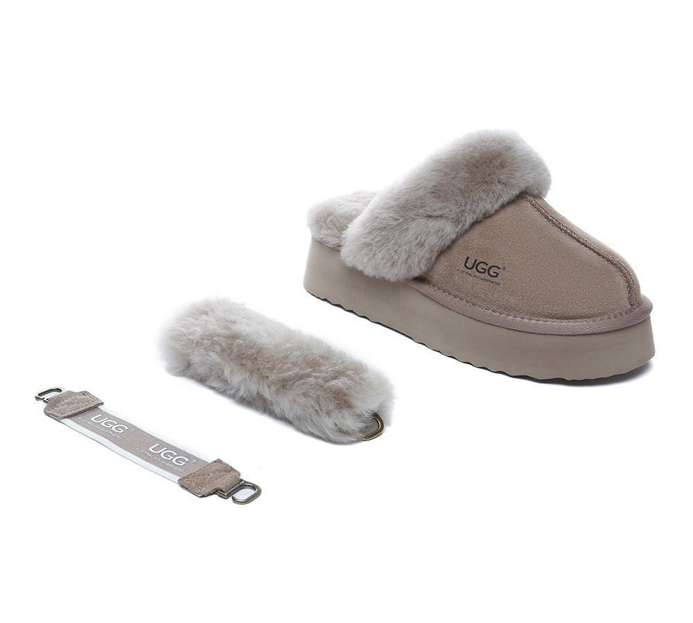 UGG Slippers Women Removable Wool Strap Slingback Platform Musa