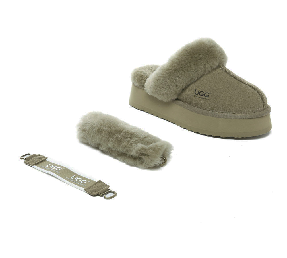 AUSTRALIAN SHEPHERD® UGG Slippers Women Removable Wool Strap Slingback Platform Musa - UGG EXPRESS