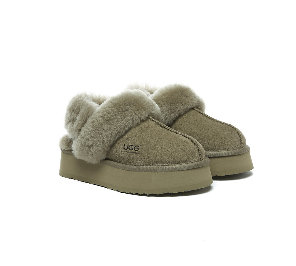 AUSTRALIAN SHEPHERD® UGG Slippers Women Removable Wool Strap Slingback Platform Musa - UGG EXPRESS