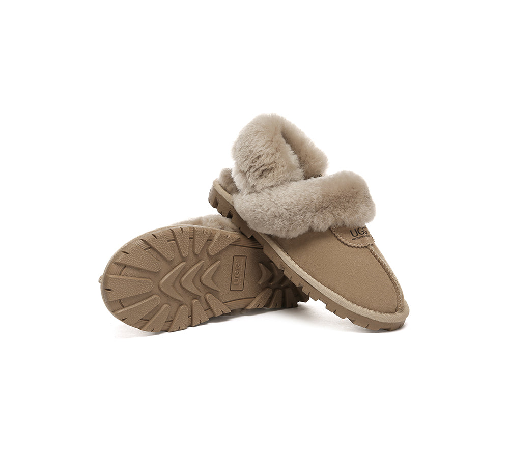 AUSTRALIAN SHEPHERD® UGG Slippers Women Removable Wool Fluffy Strap Slingback Waffle - UGG EXPRESS