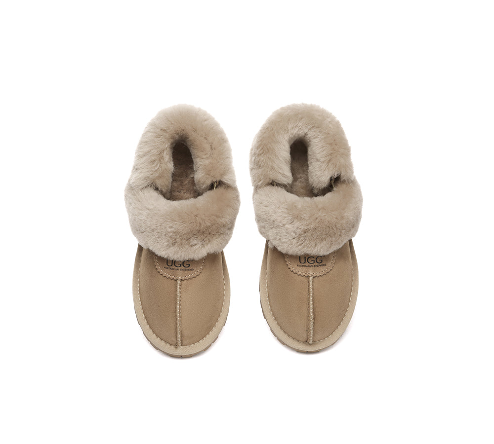 AUSTRALIAN SHEPHERD® UGG Slippers Women Removable Wool Fluffy Strap Slingback Waffle - UGG EXPRESS