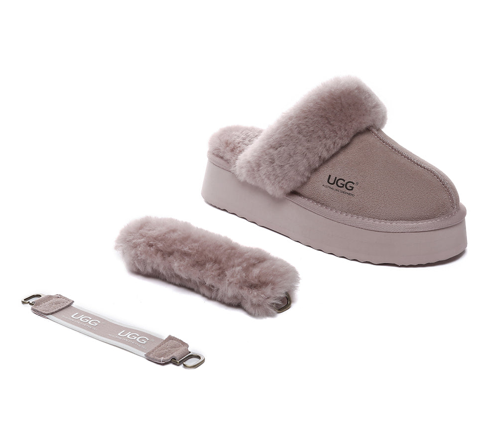 UGG Slippers Women Removable Wool Strap Slingback Platform Musa