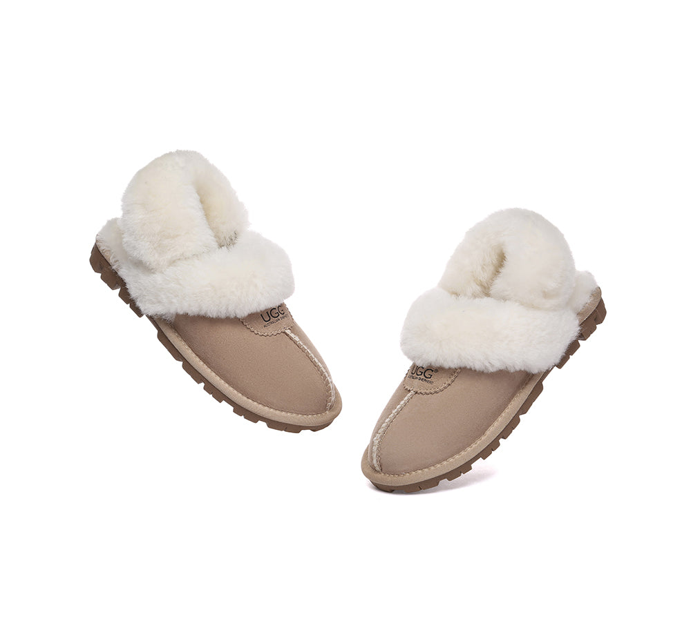 AUSTRALIAN SHEPHERD® UGG Slippers Women Removable Wool Fluffy Strap Slingback Waffle - UGG EXPRESS