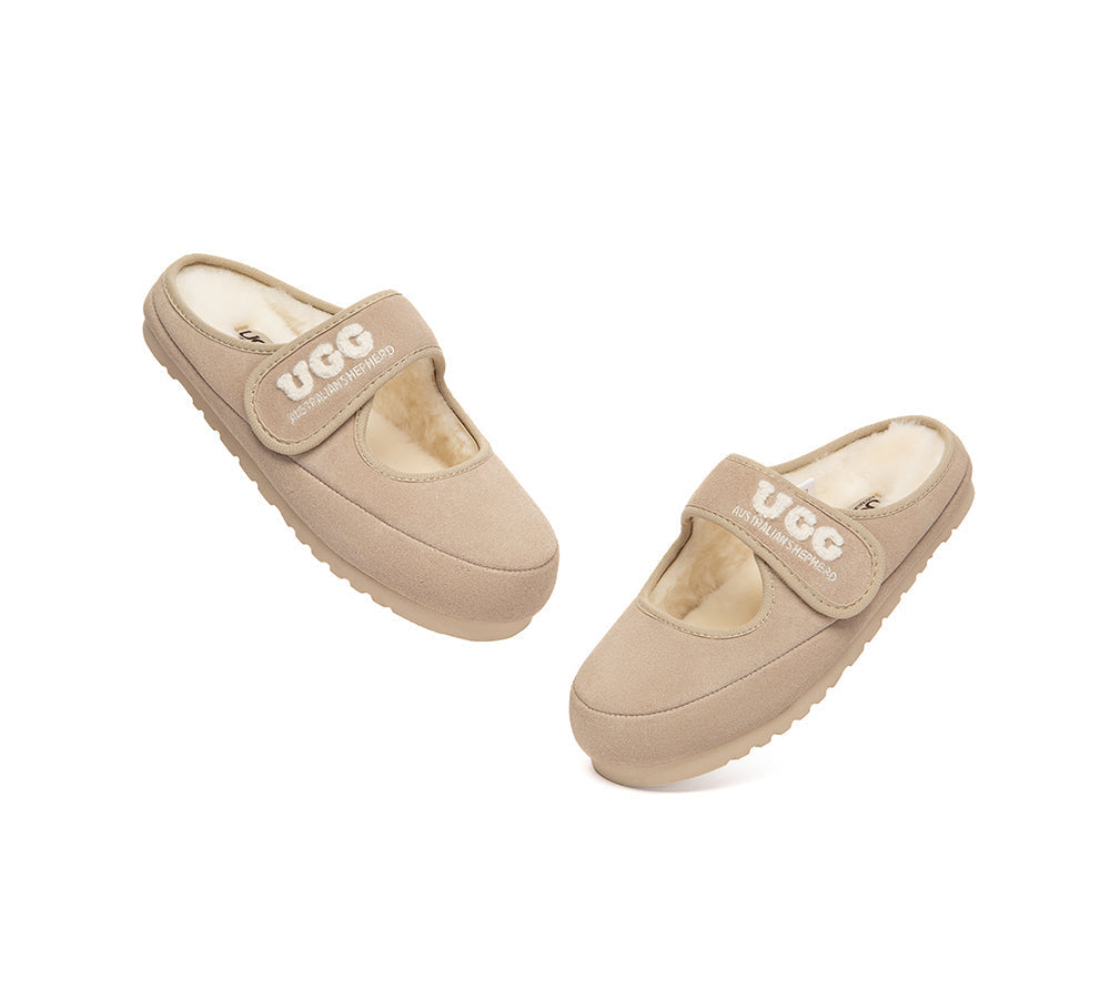AUSTRALIAN SHEPHERD® UGG Slippers Sheepskin Wool Adjustable Strap Mary Jane Velly UGG AUSTRALIAN SHEPHERD
