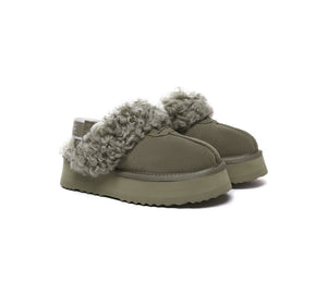 UGG Slippers Women Removable Wool Strap Slingback Platform Waffle Curly