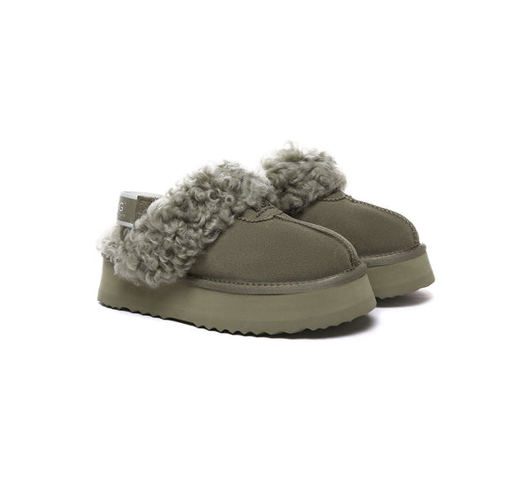 AUSTRALIAN SHEPHERD?? UGG Slippers Women Removable Wool Strap Slingback Platform Waffle Curly - UGG EXPRESS