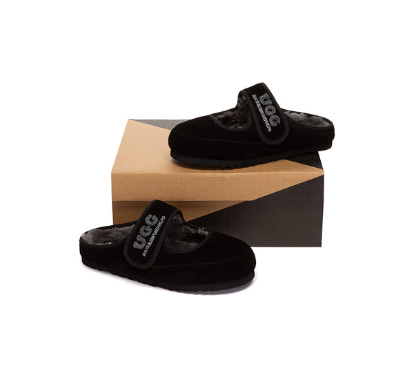 AUSTRALIAN SHEPHERD® UGG Slippers Sheepskin Wool Adjustable Strap Mary Jane Velly UGG AUSTRALIAN SHEPHERD