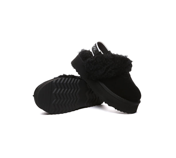 AUSTRALIAN SHEPHERD?? UGG Slippers Women Removable Wool Strap Slingback Platform Waffle Curly - UGG EXPRESS